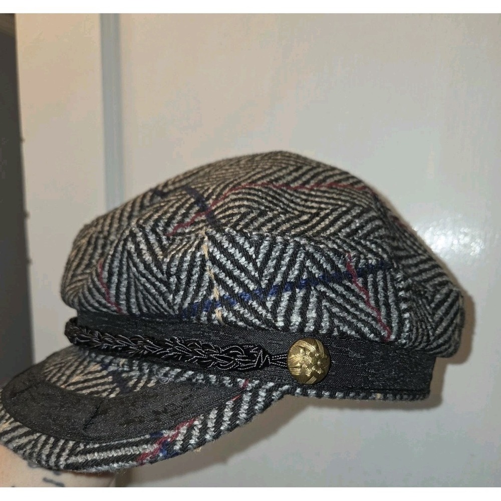 Epoch Hats Co. Plaid Wool Fiddler Cap Fisherman Greek Mariner Hat Women's Sz L